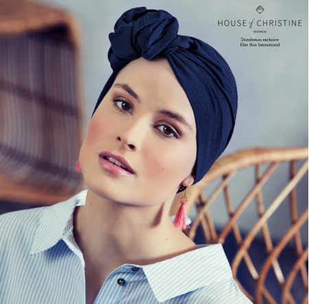 Turban chimio, turban viva tube, navy, Christine Headwear