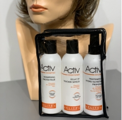 kit entretien perruque fibre, entretien, perruque, fibre, cheveux de synthèse, activ baume, activ mask, activ hair shampoo