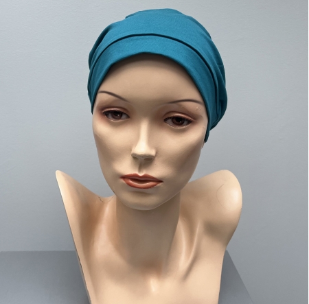 Bonnet chimio, basic coton, elite hair international, bleu canard