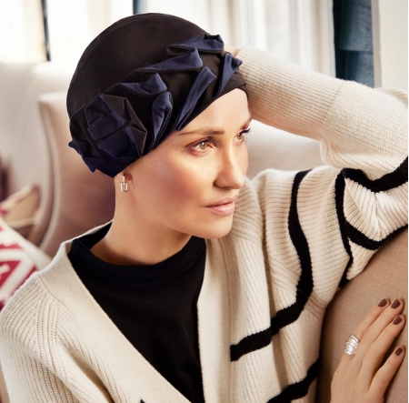 bonnet cancer, fashion bambou, fleures,  plissées, christine headwear, venus