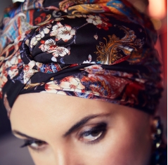 Bonnet chimio boho foulard amovible, christine headwear, portofino