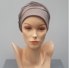 turban mila coton, bandeau pré-noué, Christine Head wear, praline