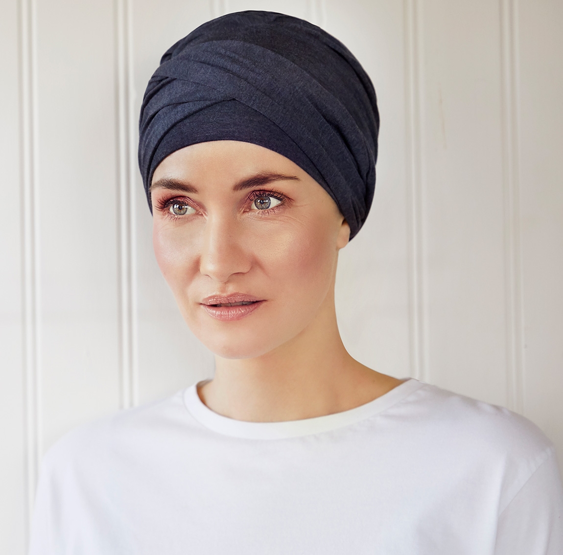 Bonnet chimio easy bambou, christine headwear, elite hair international, denim