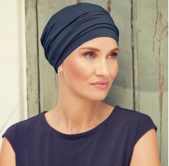 turban, turban nomi, turban coton, chimio, cancer, christine headwear, elite hair international, navy