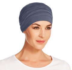 Bonnet chimio, bonnet zen bambou, bleu ardoise, Christine Headwear