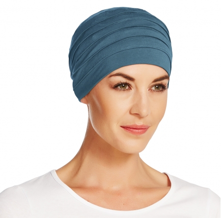 Bonnet chimio, bonnet zen bambou, bleu pétrole, Christine Headwear