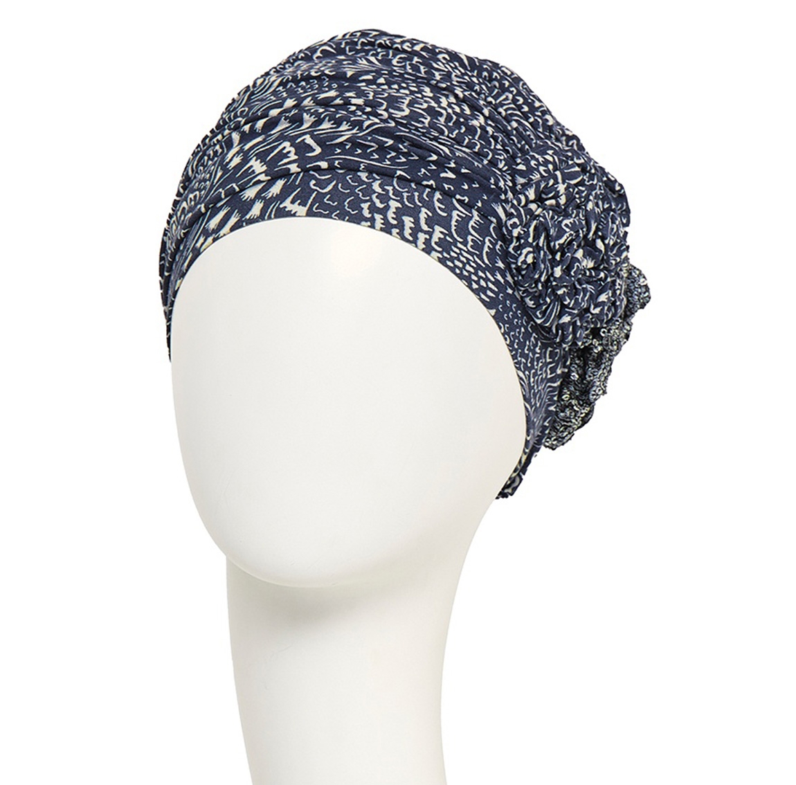 Casquette Turban Avec Fleur Et Strass Bleue - Bonnet Vintage à Perles, Neuf Avec étiquettes, Adulte