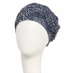 bonnet cancer, fashion bambou, fleurs, plissées, christine headwear, marinea silver