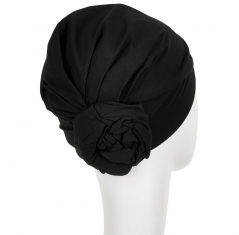 bonnet zuri, bonnet chimio, bonnet cancer, fleur intégrée, ébène