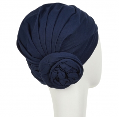 bonnet zuri, bonnet chimio, bonnet cancer, fleur intégrée, navy
