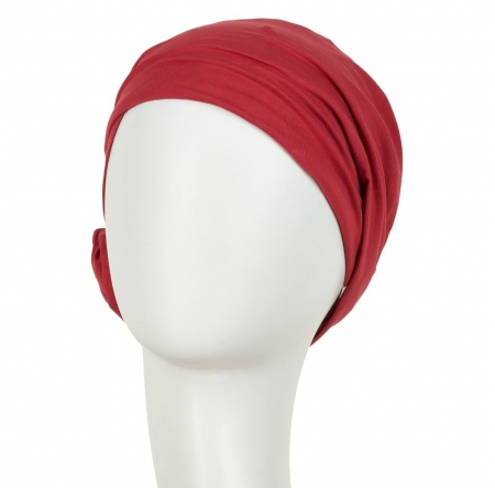 bonnet zuri, bonnet chimio, bonnet cancer, fleur intégrée, rouge intense