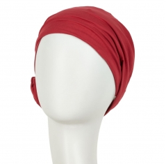 bonnet zuri, bonnet chimio, bonnet cancer, fleur intégrée, rouge intense
