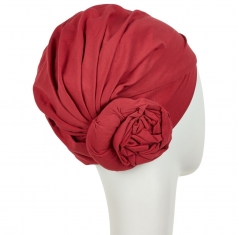 bonnet zuri, bonnet chimio, bonnet cancer, fleur intégrée, rouge intense