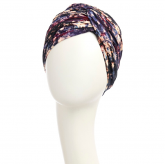 bonnet joyo bambou, bonnet plissé, bonnet avec une torsade sur le dessus, bonnet chimio, galaxie