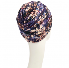bonnet joyo bambou, bonnet plissé, bonnet avec une torsade sur le dessus, bonnet chimio, galaxie