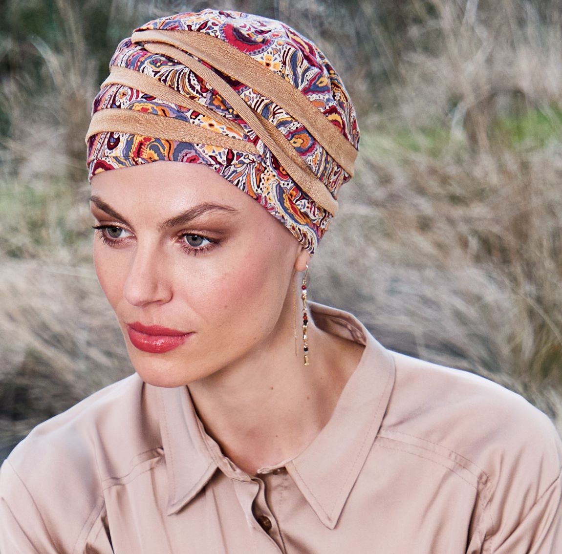 bonnet hindi, bonnet chimio hindi, hindi bambou, bambou, house of christine headwear, elite hair international, palmyre