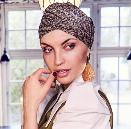 Bonnet chimio boho, boho spirit, style bohème, christine headwear, perte de cheveux, cancer, plaza