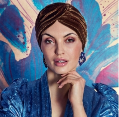 Bonnet chimio boho, boho spirit, style bohème, christine headwear, perte de cheveux, cancer, velvet bronze