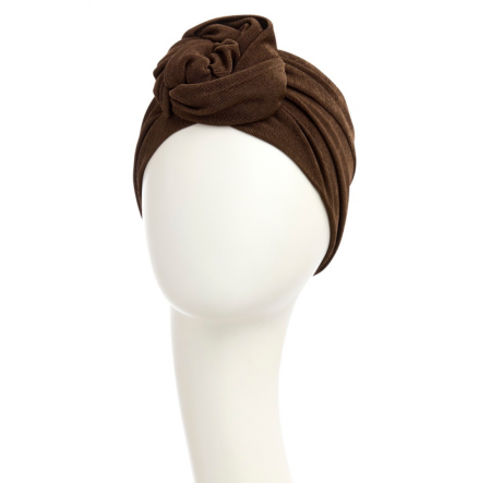 Bonnet Viva ultra-doux, spécialement conçu pour offrir confort et élégance aux femmes en traitement, santal
