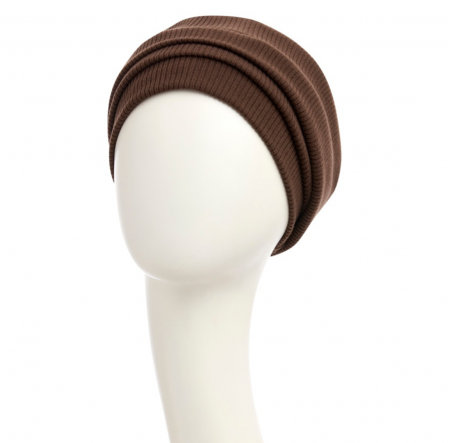 Bonnet Viva ultra-doux, spécialement conçu pour offrir confort et élégance aux femmes en traitement, softy moka