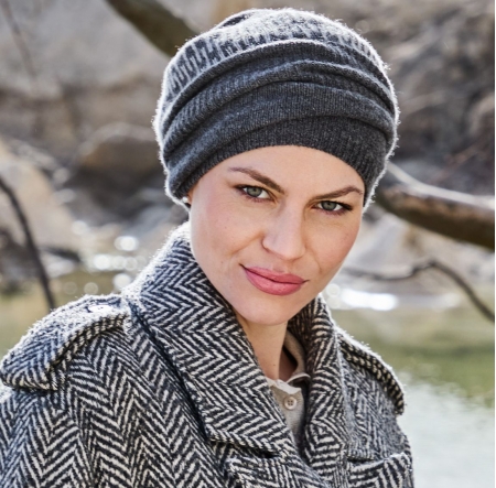 bonnet en laine, bonnet chimio, bonnet hiver, laine mérinos, cachemire, val d'isère gris