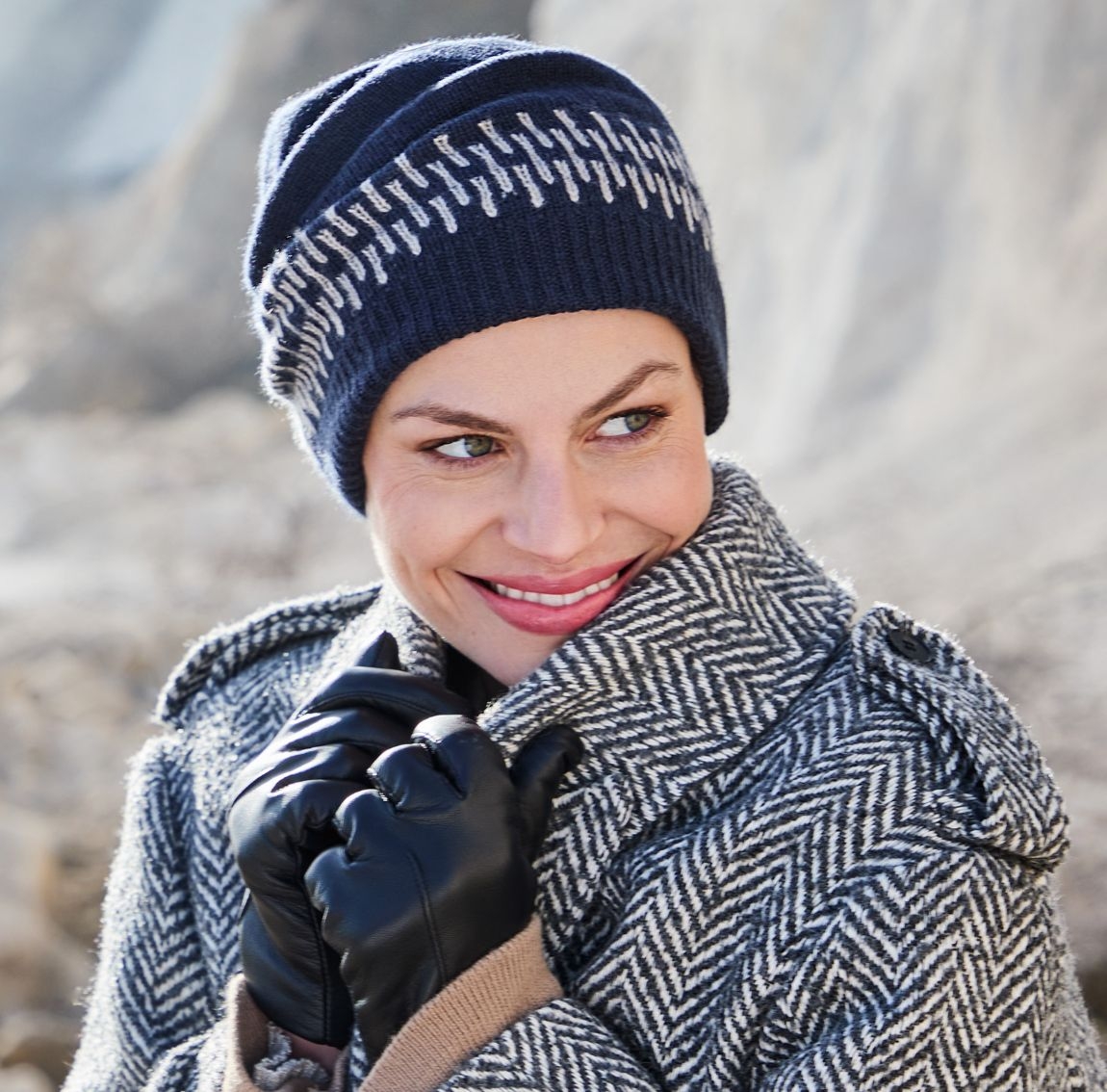 bonnet en laine, bonnet chimio, bonnet hiver, laine mérinos, cachemire, val d'isère marine