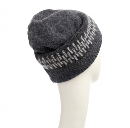 bonnet en laine, bonnet chimio, bonnet hiver, laine mérinos, cachemire, val d'isère gris