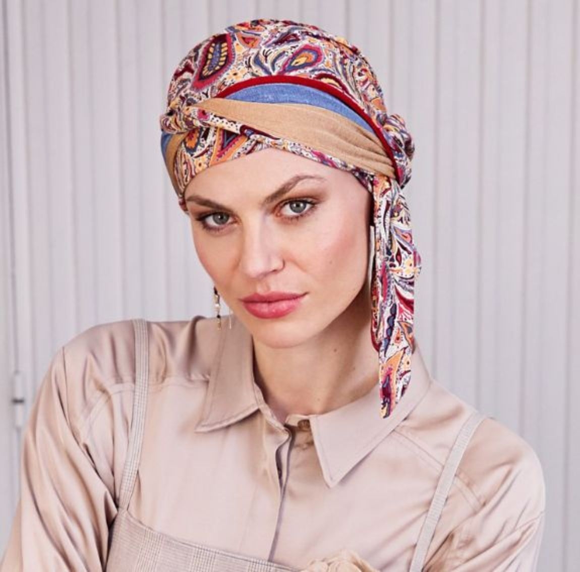 turban foulard béatrice bambou, turban chimio, cancer, christine headwear, palmyre