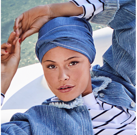 Turban Bouclé Bleu Pour Femme | Perruque Femme
